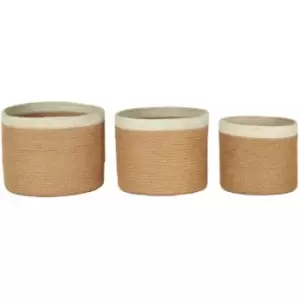 Image of Set of Three Jute Baskets with White Top - Premier Housewares