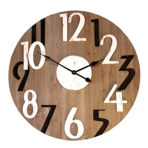 Image of Black and White Numbered Wooden Clock