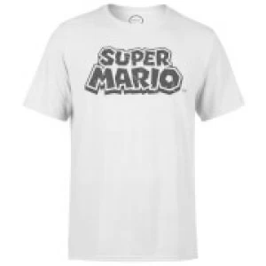 Image of Nintendo Super Mario Distressed Logo White T-Shirt - M - White
