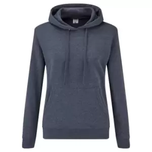 Image of Fruit Of The Loom Ladies Lady Fit Hooded Sweatshirt / Hoodie (L) (Heather Navy)