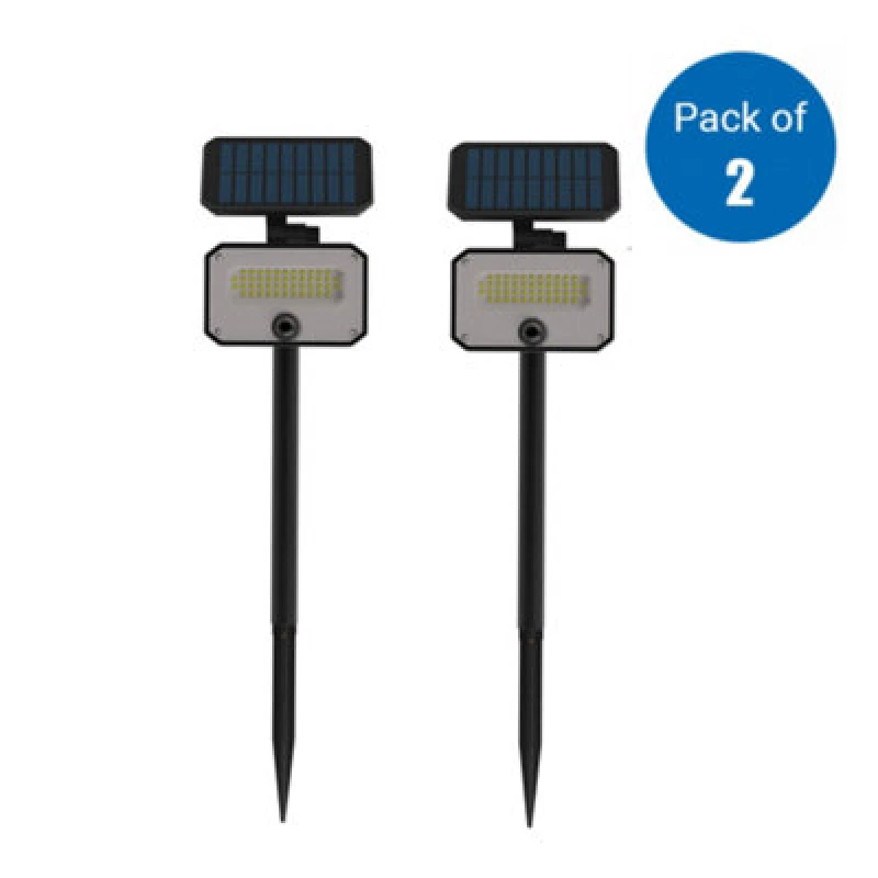 Image of Ener-J 8W Pir Solar Floodlight & Remote With Polycrystalline Solar Panel 5.5V/1W, 3.7V/2400Mah, 6500K (Pack Of 2 Units)