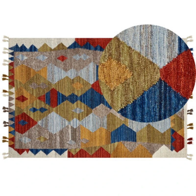 Image of Beliani Rug Arzakan Multicolour 200 X 300 Cm Wool Kilim
