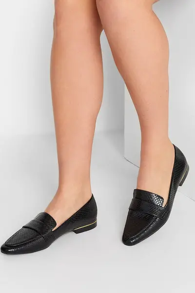 Image of Long Tall Sally Metal Trim Loafers Black