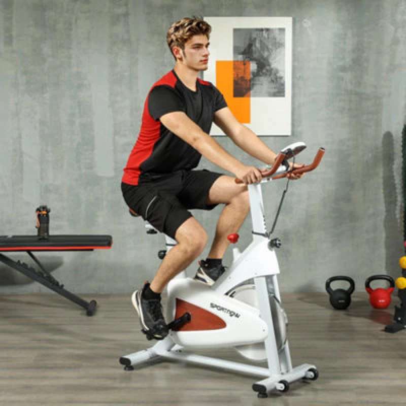 Image of SPORTNOW Quiet Stationary Exercise Bike with Adjustable Seat - White - White TJ Hughes 5063603570696