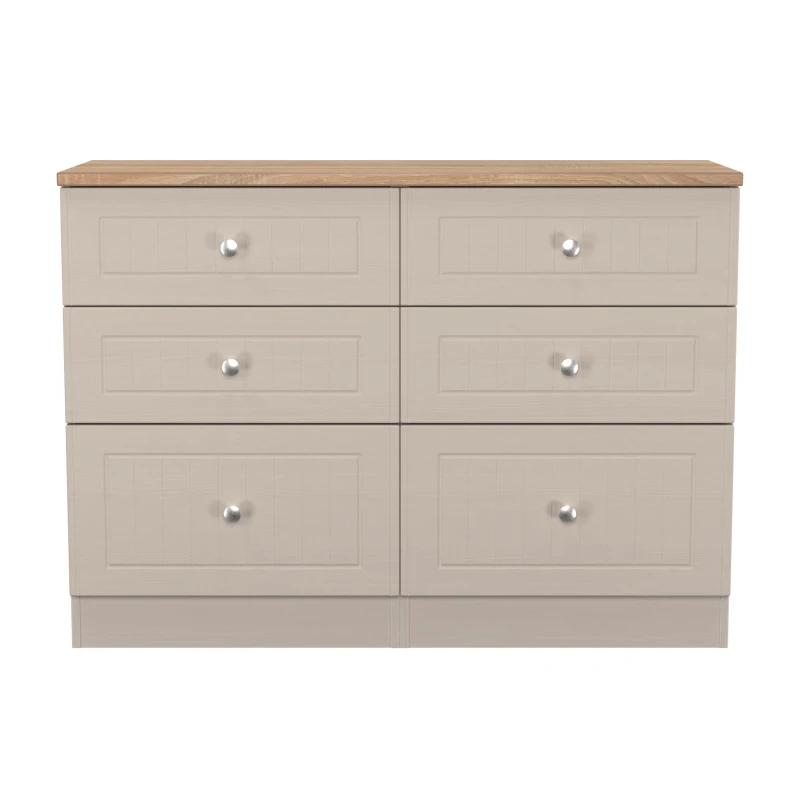 Image of Ready Assembled 2 U Norton 6 Drawer Wide Chest (Ready Assembled) in Taupe Size: Large Taupe Unisex Large