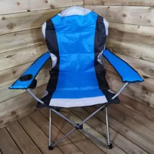 Image of Luxury Padded High Back Folding Outdoor / Camping / Fishing Chair in Blue