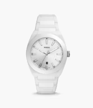 Image of Fossil Men Everett Three-Hand Date White Ceramic Watch