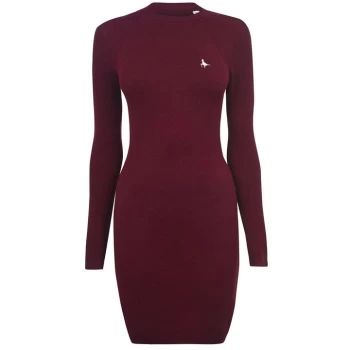 Image of Jack Wills Bookham Ribbed Knitted Mini Dress - Damson