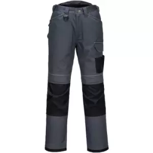 Image of Portwest Mens PW3 Work Trousers (32R) (Grey/Black) - Grey/Black