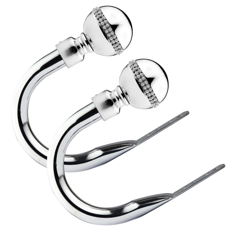 Image of Emma Barclay Bling Pair of Curtain Holdback Tiebacks Curtain Poles Hold Back Silver 71301111000