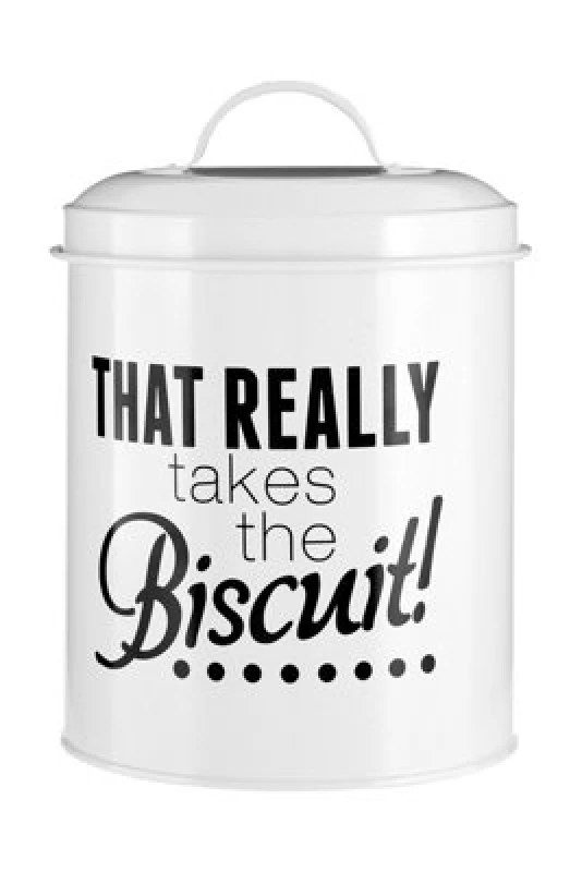 Image of Premier Housewares Pun and Games Biscuit Canister White
