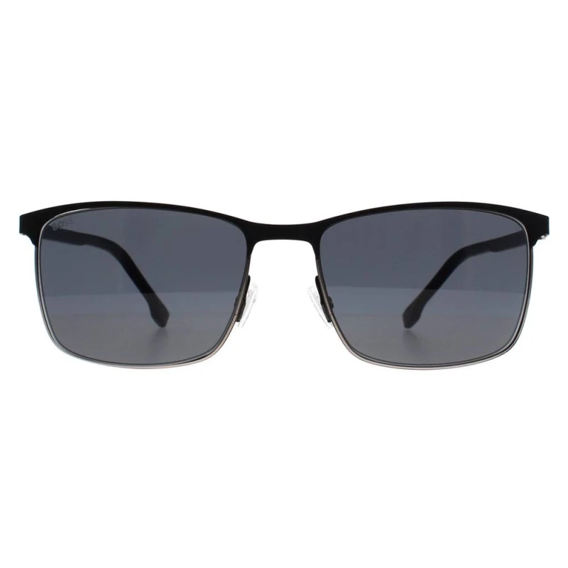 Image of Hugo Boss Mens Rectangle Matte Black Ruthenium Grey BOSS 1635/S Black Male One Size