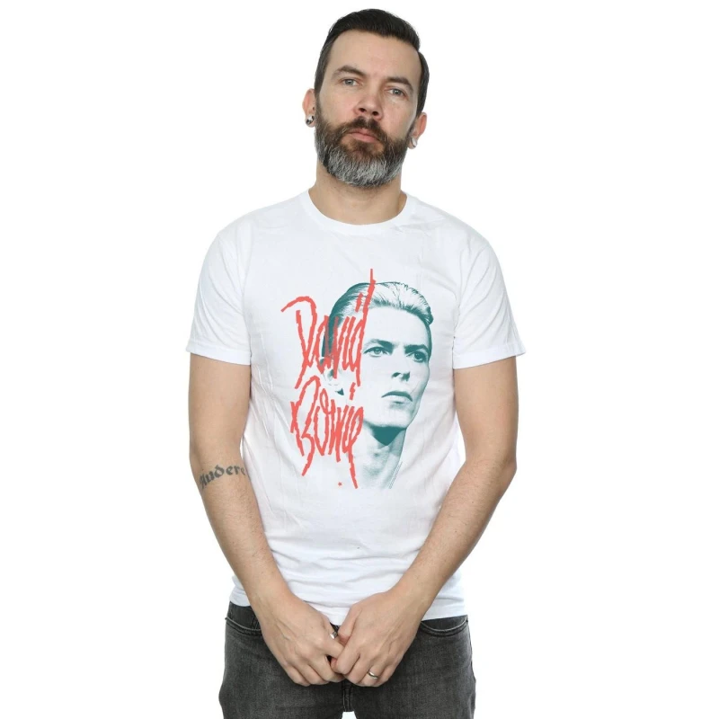 Image of David Bowie David Bowie Men Mono Stare T-Shirt in White Size: Small White S Male 5059276027278