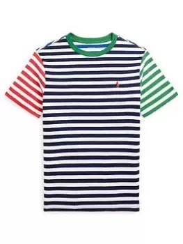 Image of Ralph Lauren Boys Stripe T-Shirt - French Navy Multi, Size 3 Years