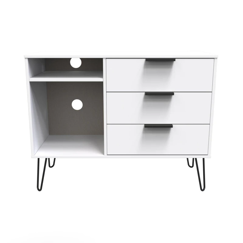 Image of Fuji 3 Drawer TV Unit In White Matt (Ready Assembled)