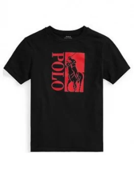 Image of Ralph Lauren Boys Big Pony Polo T-Shirt - Black, Size 2 Years