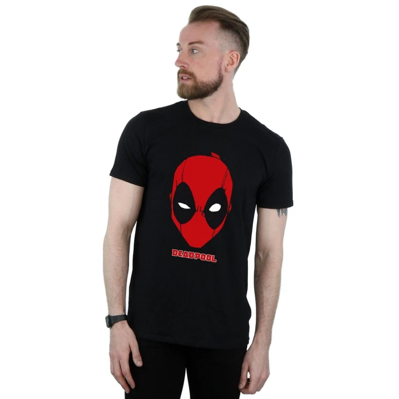 Image of Marvel Marvel Men Deadpool Mask T-Shirt in Black Size: Small Black S Male 5057864718447