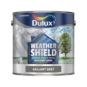 Image of Dulux Weathershield Exterior Quick Dry Gallant Grey Satin Paint 2.5L