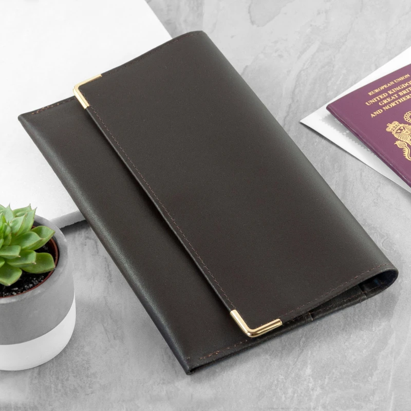 Image of Treat Republic Luxury Leather Travel Organiser - Navy Wallets Standard Brown 38372505000