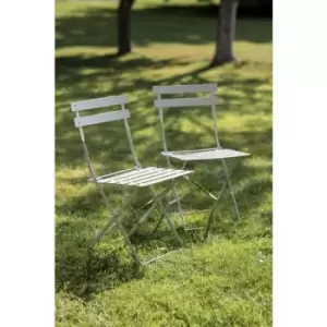 Image of 2 x Garden Trading Outdoor Indoor Bistro Chairs Seat Clay Steel Metal Patio
