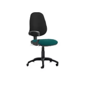 Image of Dynamic Permanent Contact Backrest Task Operator Chair Loop Arms Eclipse Plus III Black Back, Maringa Teal Seat Without Headrest High Back