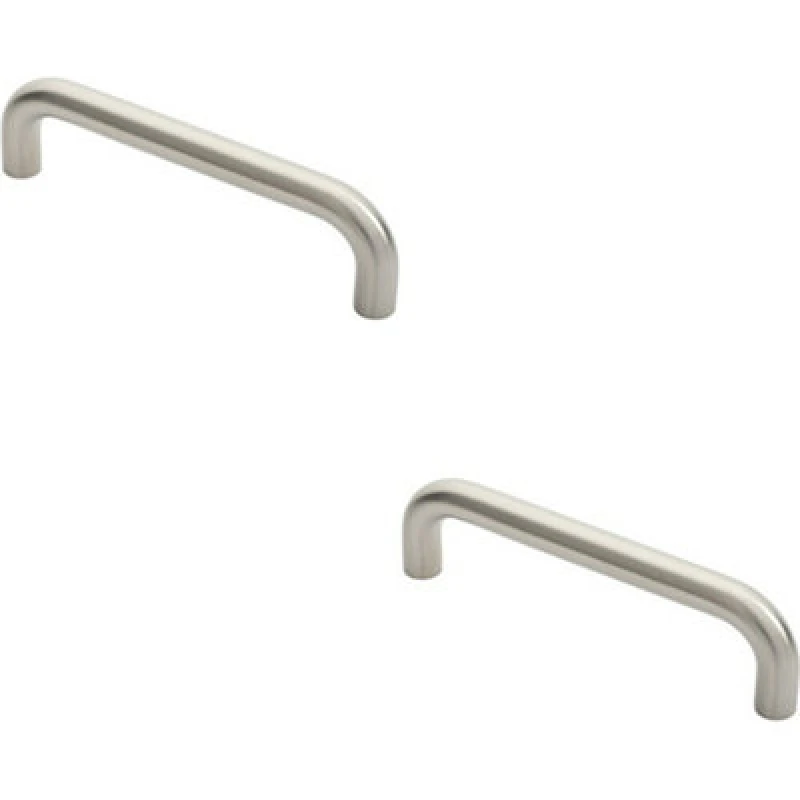 Image of Loops 2x Round D Bar Door Pull Handle 247 x 22mm 225mm Fixing Centres Satin Steel Metallics unisex