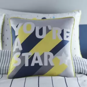 Image of Appletree Kids You're a Star 100% Cotton Filled Cushion, Navy, 43 x 43 Cm