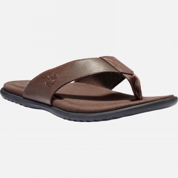 Image of Timberland Mens Kesler Cove Leather Toe Post Sandals - Dark Brown - UK 8.5