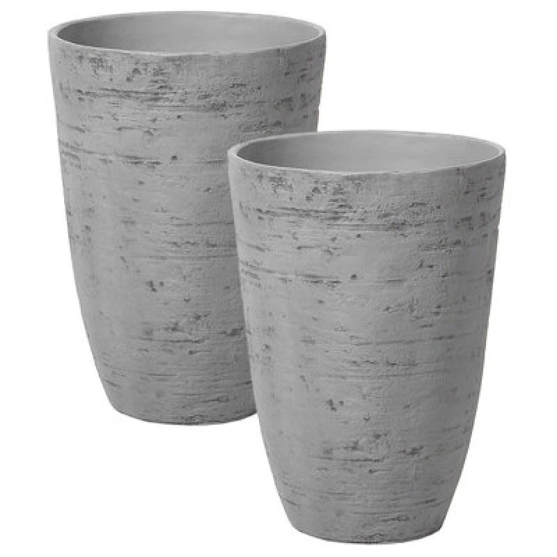 Image of Beliani Set Of 2 Plant Pots Camia 35cm Grey