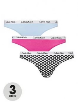 Image of Calvin Klein Printed Dot Thong 3Pk Bottoms