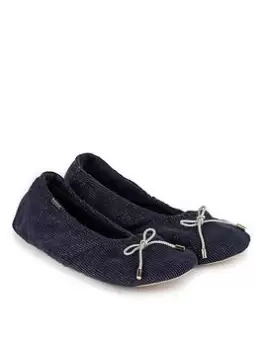 Image of TOTES Ladies Velour Mule Slippers - Navy, Size 7-8, Women