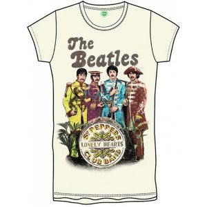 Image of The Beatles Sgt Pepper Band & Drum Womens Medium T-Shirt - White
