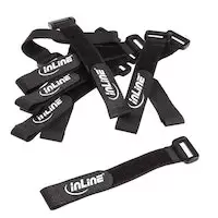 Image of InLine Velcro Cable Ties 20x200mm 10 Pieces Black