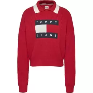 Image of Tommy Jeans Tjw Flag Collar Sweater - Pink