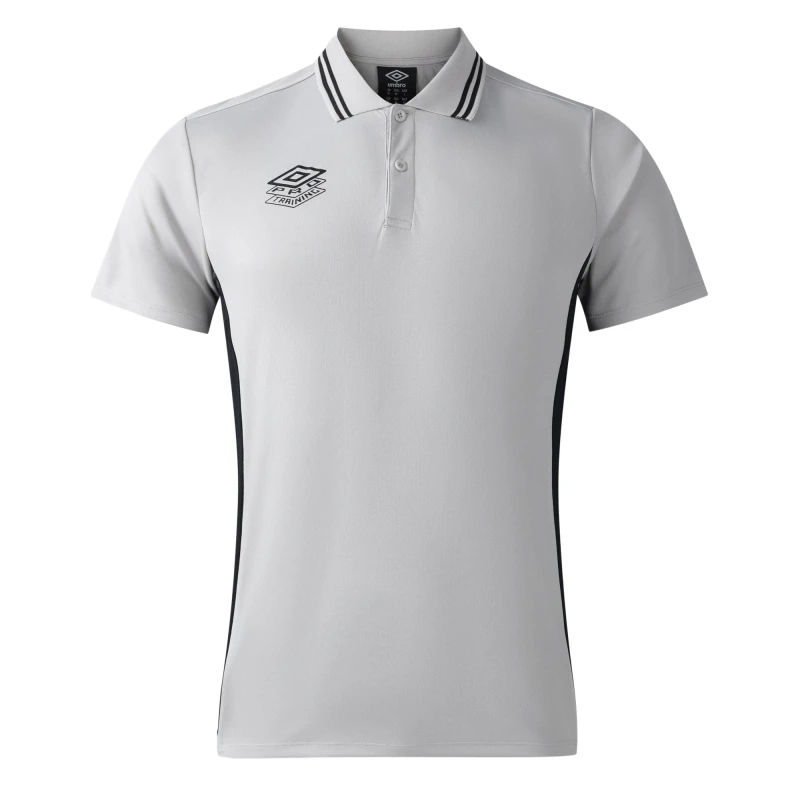 Image of Umbro Umbro Men Pro Training Active Polo Shirt in Cool White Size: Medium Cool White M Male 5063703829175