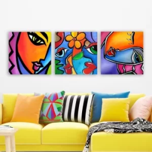 Image of drprc6003 Multicolor Decorative Canvas Painting (3 Pieces)