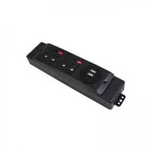 Image of Under desk power bar 2 x UK sockets and 1 x twin USB fast charge -