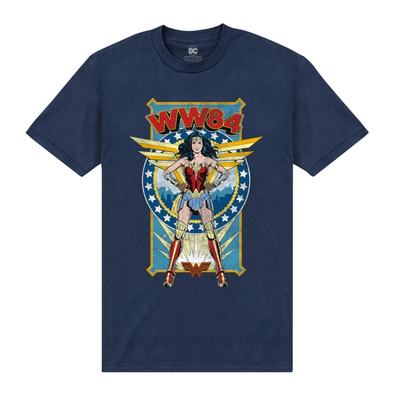 Image of Wonder Woman Mens 84 T-Shirt in Navy Size: Small Navy Male S