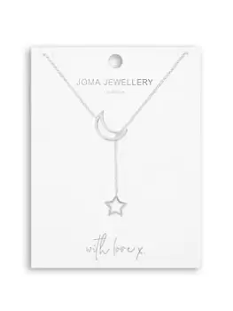 Image of Joma Jewellery Lyra Lariats , Moon Lariat , Silver , Necklace , 45Cm, 5Cm Drop + 5Cm Extender, Silver, Women