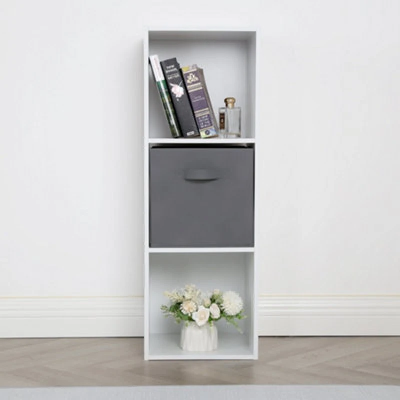 Image of Jane - 3X1 White Bookcase With Baskets
