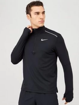 Image of Nike 1/2 Zip Running Top - Black, Size S, Men