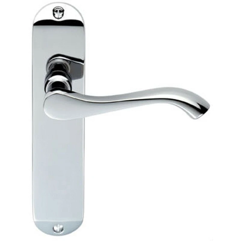Image of Loops PAIR Curved Handle on Chamfered Latch Backplate 180 x 40mm Polished Chrome Multi