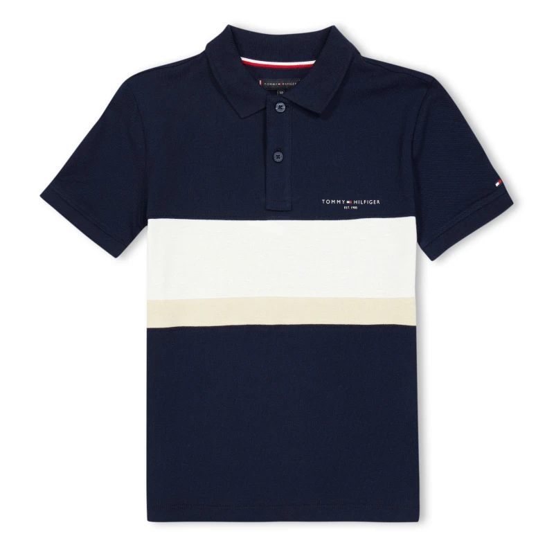 Image of Tommy Hilfiger Kids Block Short Sleeve Polo Shirt Night Navy C1G male 12Y