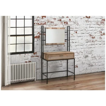Image of Urban Industrial Style Dressing Table and Mirror Set with Metal Frame - Birlea