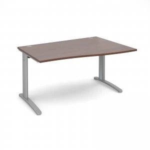 Image of TR10 Right Hand Wave Desk 1400mm - Silver Frame Walnut Top