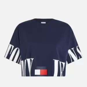 Image of Tommy Jeans Oversized Crop Cotton T-Shirt - M