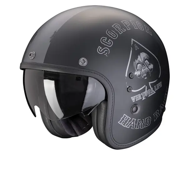 Image of Scorpion Belfast Evo Spade Matt Black Silver Jet Helmet Size L