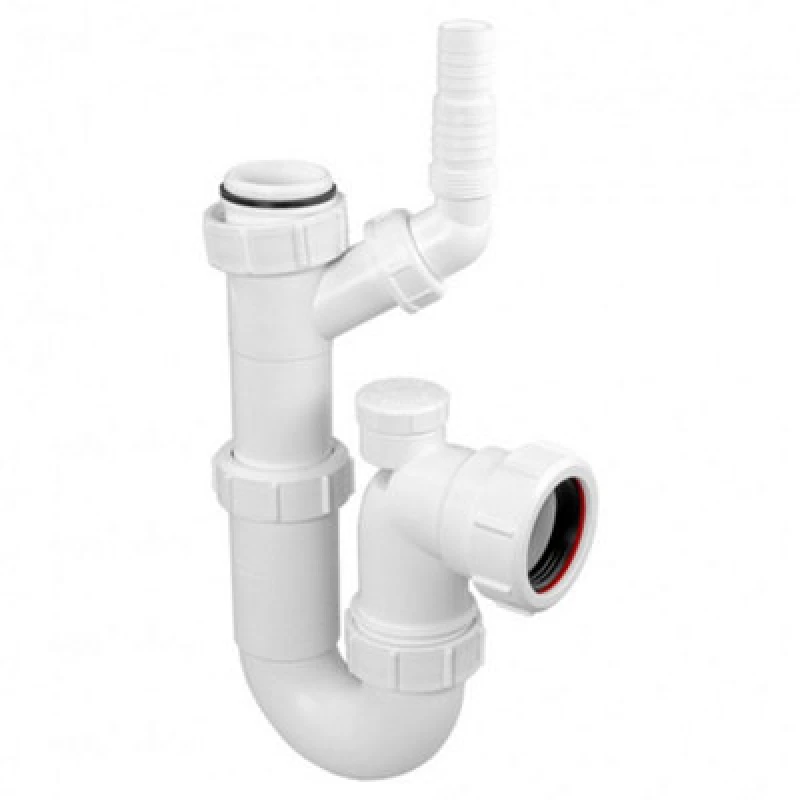 Image of McAlpine WM15V Adjustable Sink Trap with 135° Swivel Nozzle with Anti-Syphon (Silentrap) White
