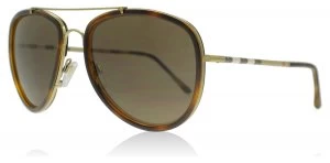 Image of Burberry BE3090Q Sunglasses Brushed Gold / Light Havana 116773 58mm