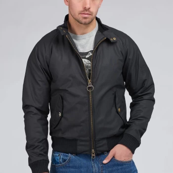 Image of Barbour X Steve McQueen Mens Merchant Wax Jacket - Black - M
